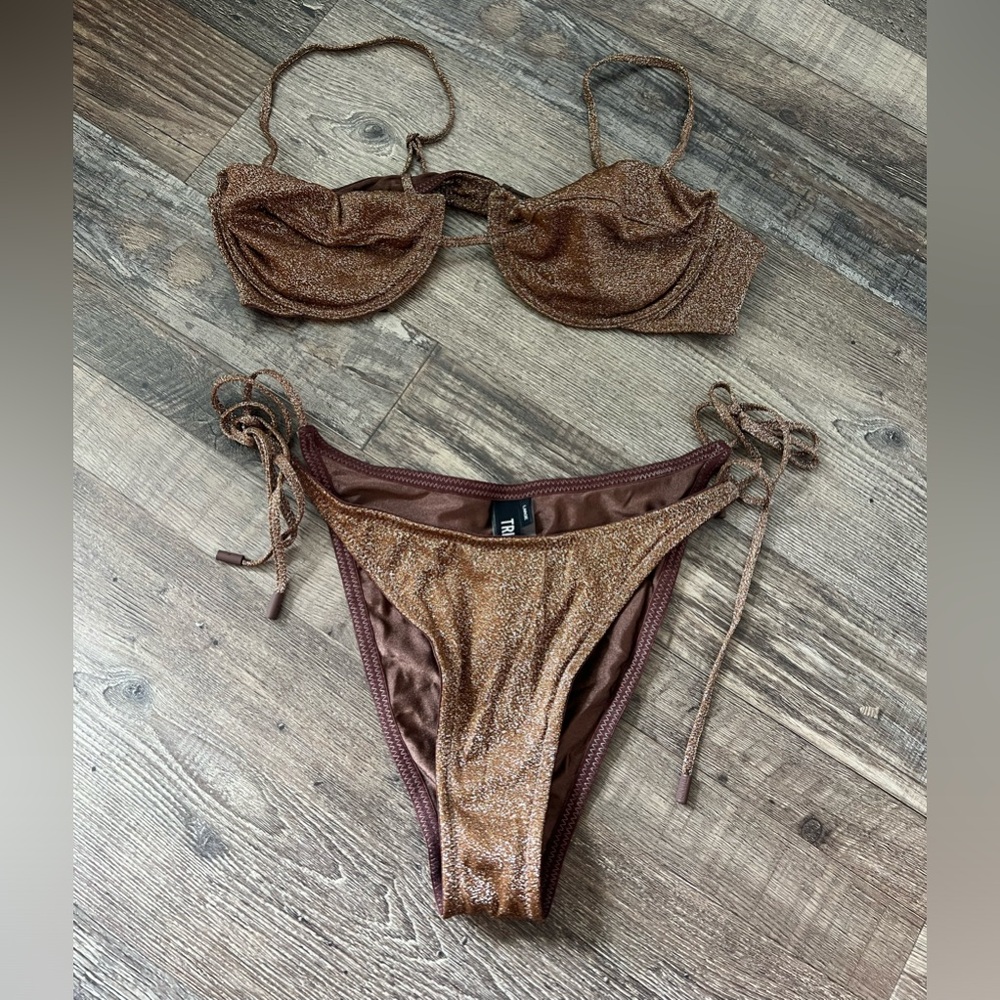Sparkly chocolate brown triangl swimsuit